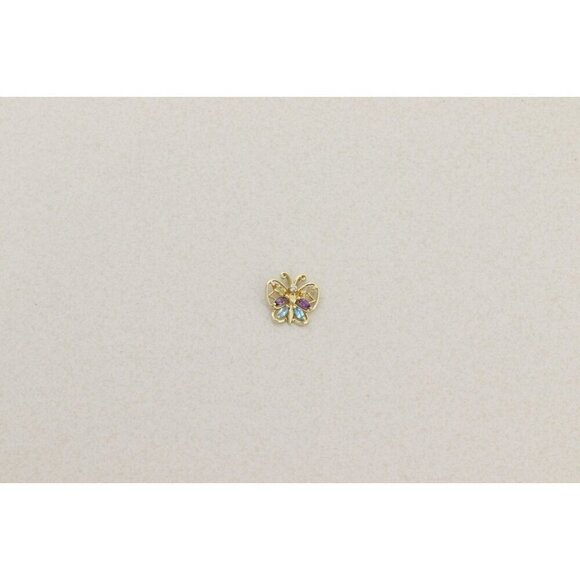 Pendant Only 10K Yellow Gold Natural Citrine, Amethyst, Topaz, Diamond Butterfly - Picture 5 of 6